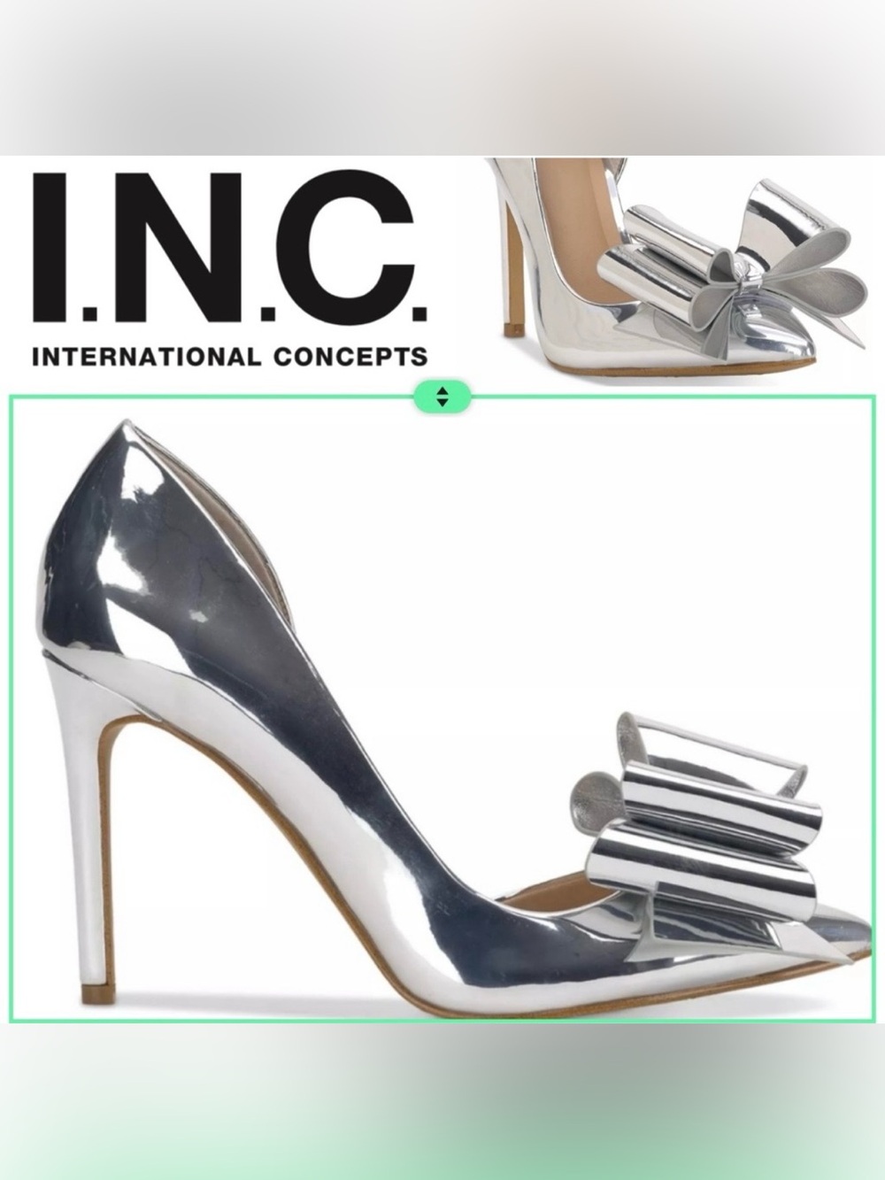 INC International Concepts Kenjay d’Orsay Metallic Silver Heels